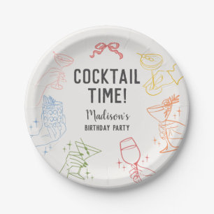 Colorful Cocktail Party Retro Birthday Party Paper Plates