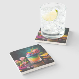 Colorful cocktail stone coaster