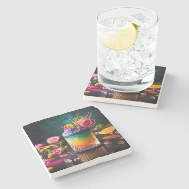 Colorful cocktail stone coaster (Side)