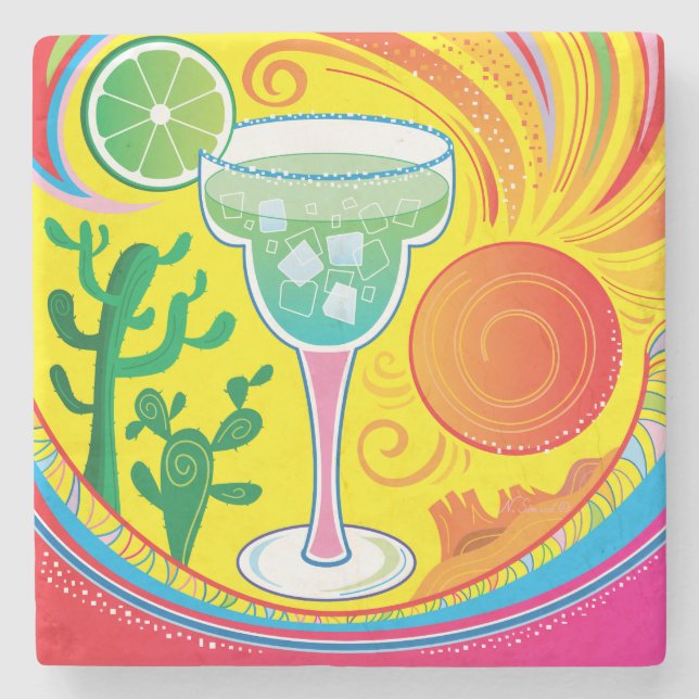 Colorful Cocktail Stone Coaster (Front)