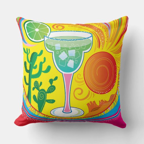 Colorful Cocktail Throw Pillow