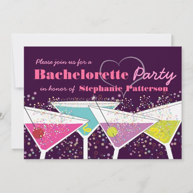 Colorful Cocktails Bachelorette Party Invitation (Front)