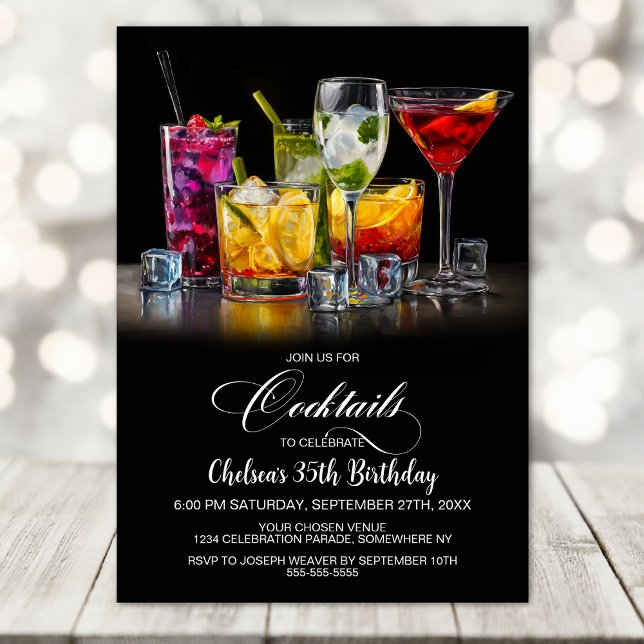 Colorful Cocktails Birthday Party Invitation (Creator Uploaded)