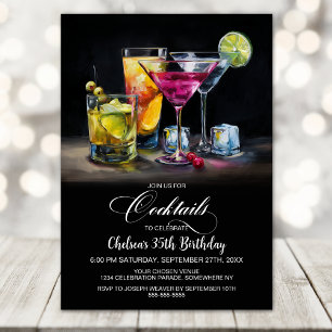 Colorful Cocktails Birthday Party Invitation