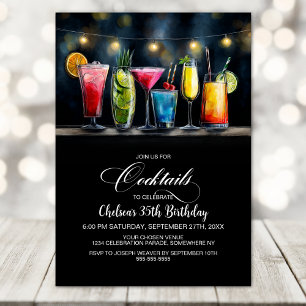 Colorful Cocktails Birthday Party Invitation