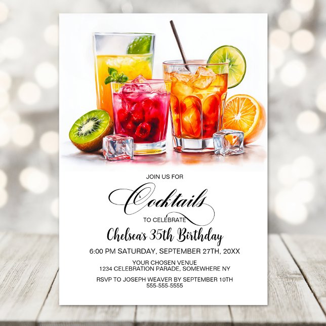 Colorful Cocktails Birthday Party Invitation (Creator Uploaded)