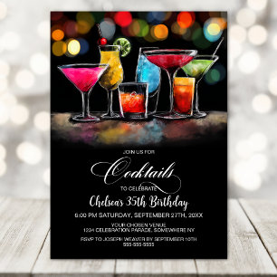 Colorful Cocktails Birthday Party Invitation