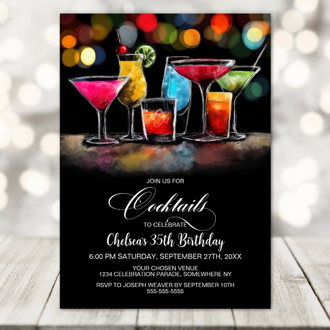 Colorful Cocktails Birthday Party Invitation (Creator Uploaded)