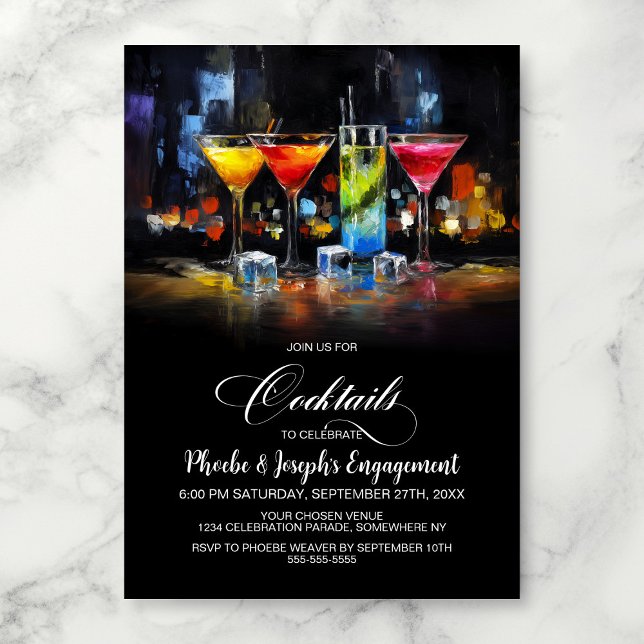 Colorful Cocktails Engagement Party Invitation (Creator Uploaded)