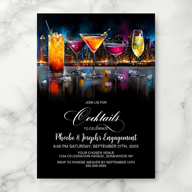 Colorful Cocktails Engagement Party Invitation (Creator Uploaded)