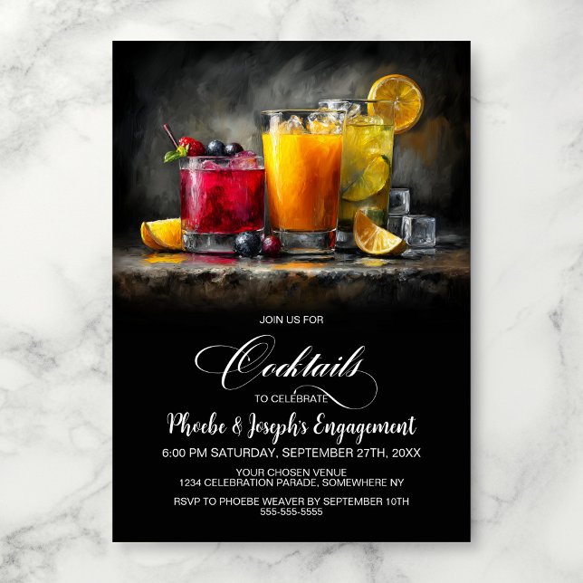 Colorful Cocktails Engagement Party Invitation (Creator Uploaded)