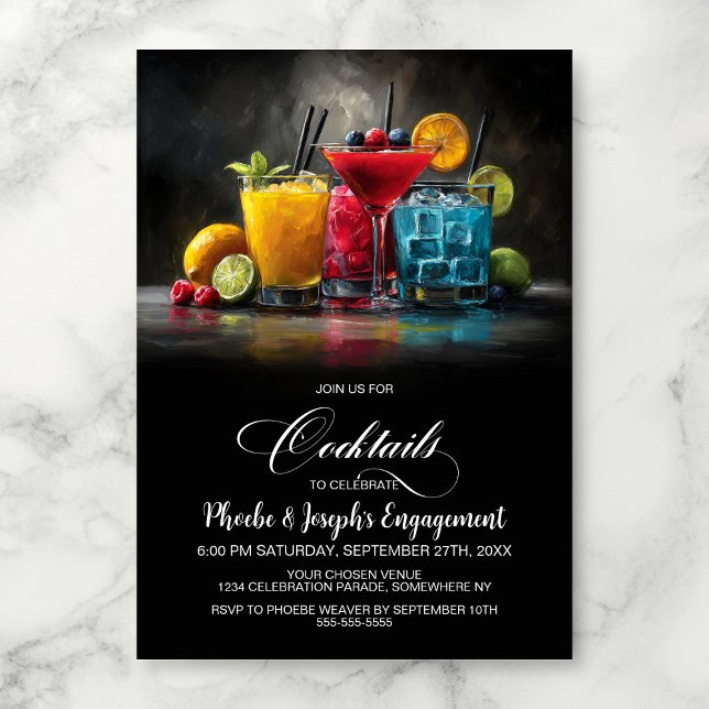 Colorful Cocktails Engagement Party Invitation (Creator Uploaded)