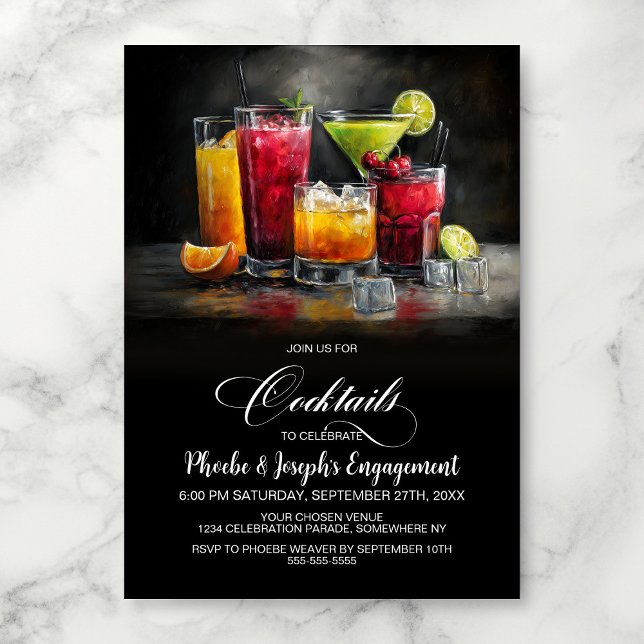 Colorful Cocktails Engagement Party Invitation (Creator Uploaded)