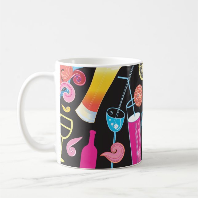 Colorful Cocktails Graphic Seamless Pattern Coffee Mug (Left)
