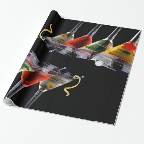 Colorful Cocktails in Martini Glasses Wrapping Paper