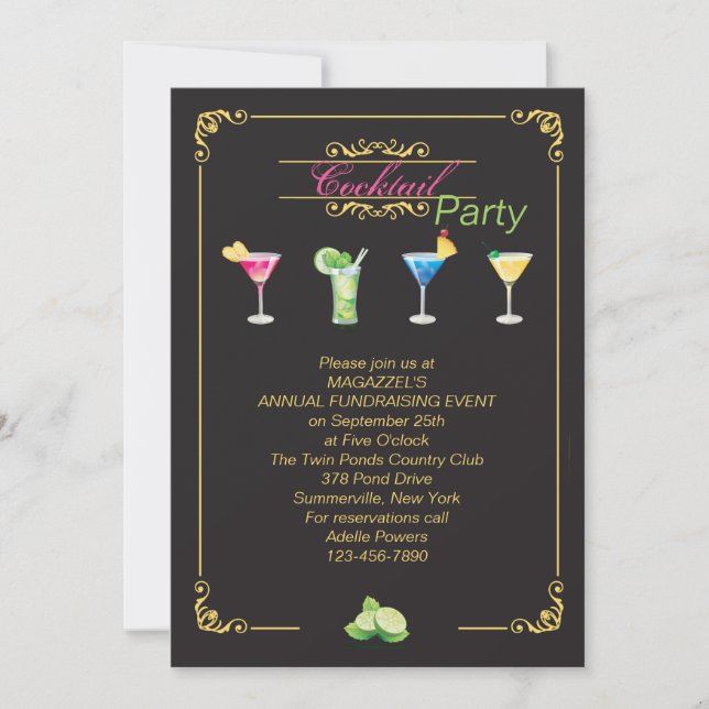Colorful Cocktails Invitation (Front)