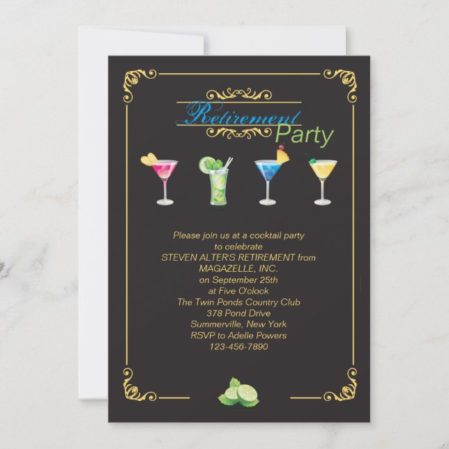 Colorful Cocktails Invitation (Front)
