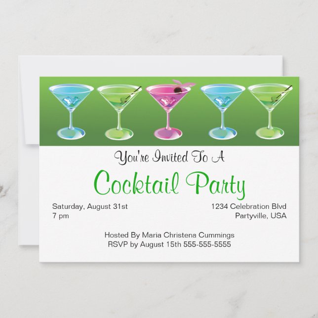 Colorful Cocktails Invitation (Front)