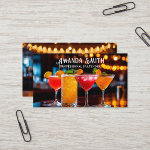 Colorful Cocktails Professional Bartender Business Business Card