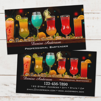 Colorful Cocktails Professional Bartender Business Card by sunnysites at Zazzle
