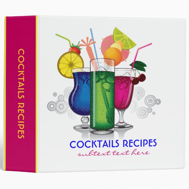 Colorful Cocktails Recipes Avery Binder Template (Front/Spine)
