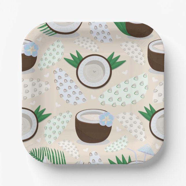 Colorful coconut pattern paper plates (Front)