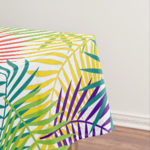 Colorful Coconut Stylized Palm Leafs Pattern Tablecloth