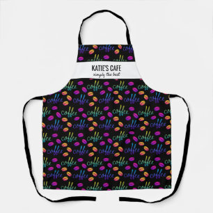 Colorful Coffee Beans Barista or Cafe Name Custom Apron