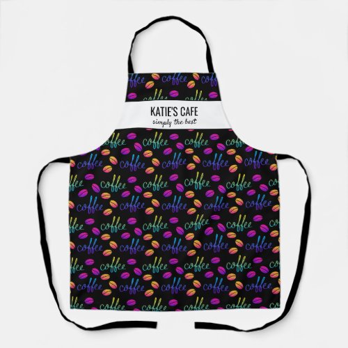 Colorful Coffee Beans Barista or Cafe Name Custom Apron