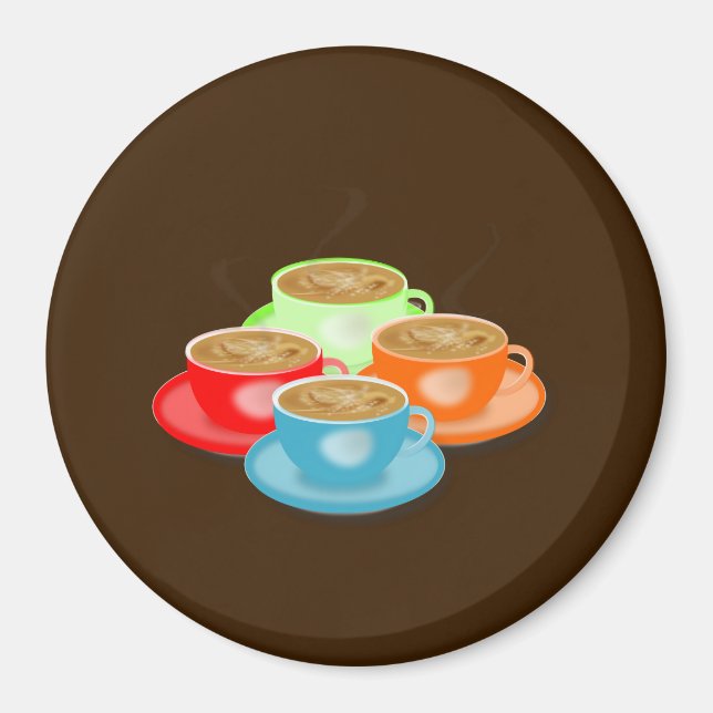 Colorful Coffee Cups Magnet (Front)