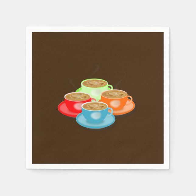 Colorful Coffee Cups Napkins (Front)