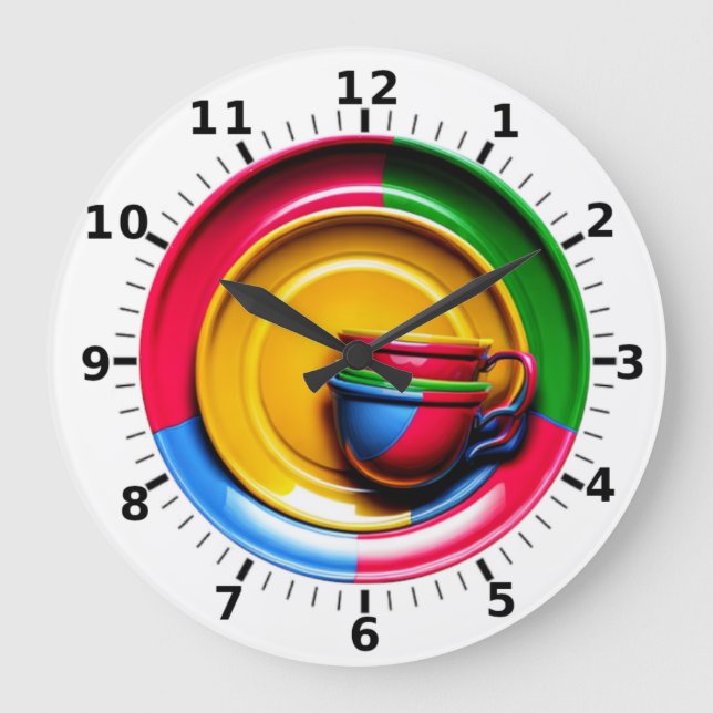 Colorful coffee large clock (Front)