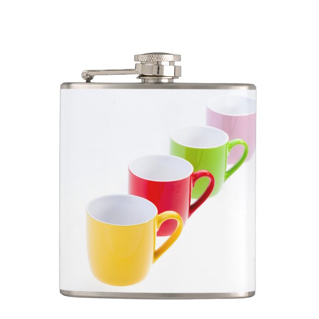 Colorful Coffee Mugs Flask (Front)