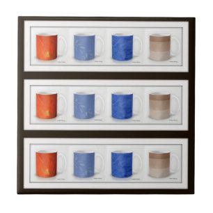 Colorful Coffee Mugs Framed Ceramic Tile