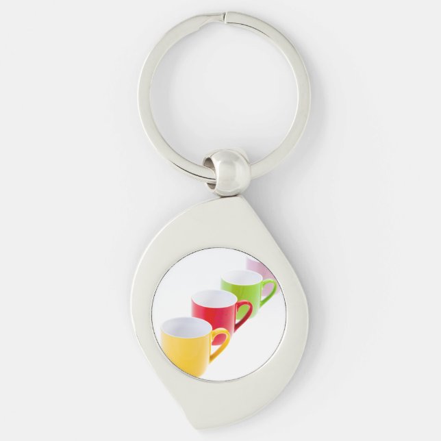 Colorful Coffee Mugs Keychain (Front)