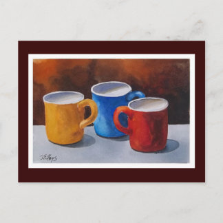 Colorful Coffee Mugs Postcard