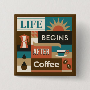Colorful Coffee Quotes Button
