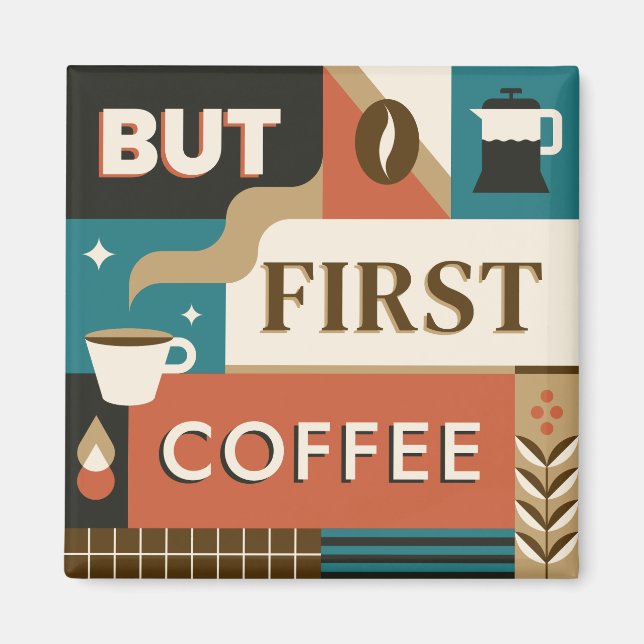 Colorful Coffee Quotes Magnet (Front)
