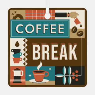 Colorful Coffee Quotes Metal Ornament