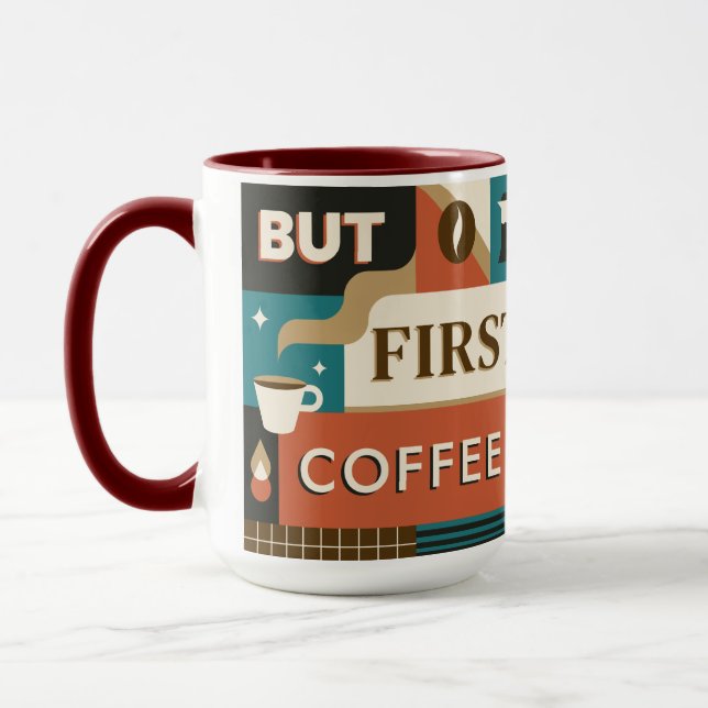 Colorful Coffee Quotes Mug (Left)