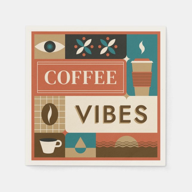 Colorful Coffee Quotes Napkins (Front)