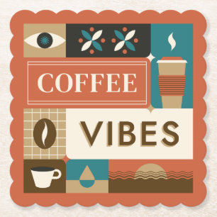 Colorful Coffee Quotes Paper Coaster