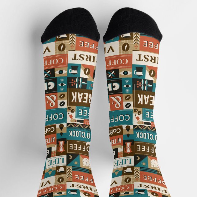 Colorful Coffee Quotes Socks (Top)