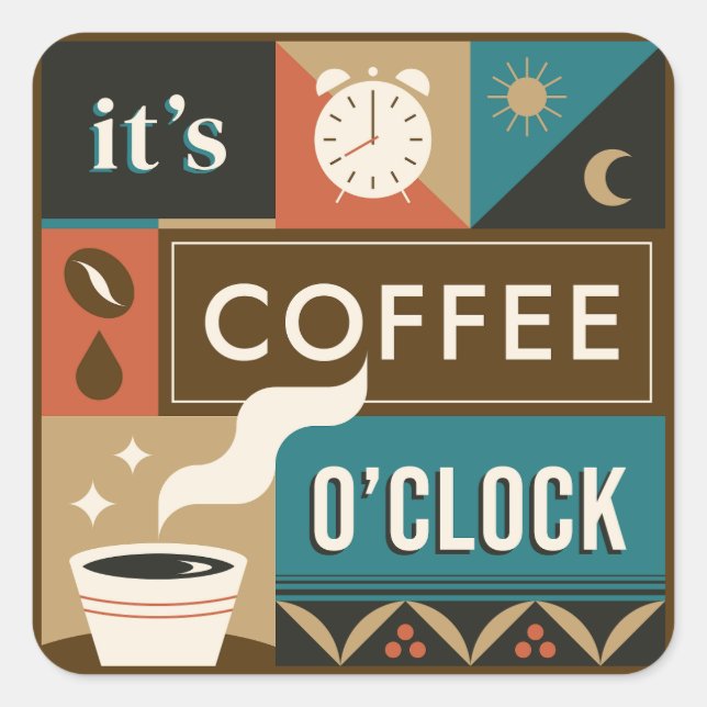 Colorful Coffee Quotes Square Sticker (Front)