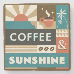 Colorful Coffee Quotes Stone Coaster