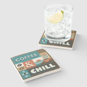 Colorful Coffee Quotes Stone Coaster