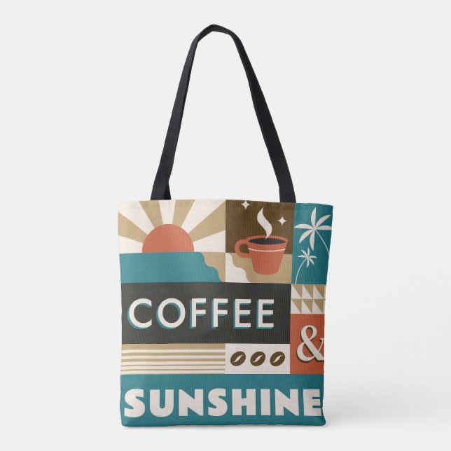 Colorful Coffee Quotes Tote Bag (Back)