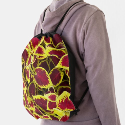 Colorful Coleus Plant Leaves Floral Drawstring Bag