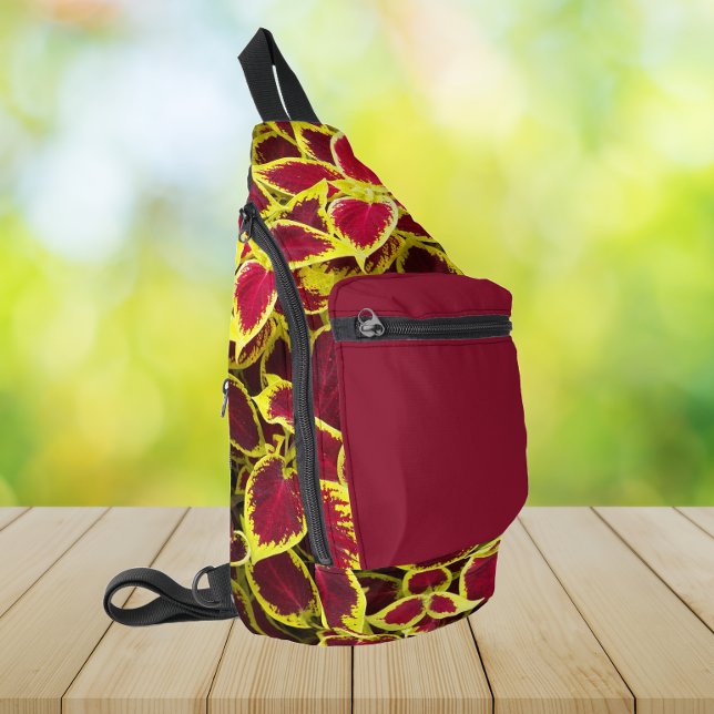 Colorful Coleus Plant Leaves Floral Sling Bag (In Situ)