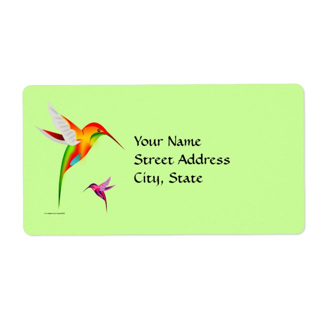 Colorful Colibri Birds Label (Front)